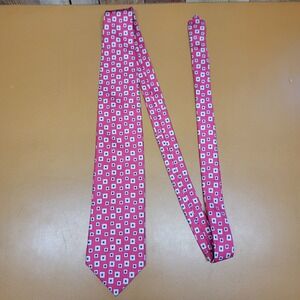 Brooks Brothers Makers Silk Tie Geometric Squares Pink Blue White